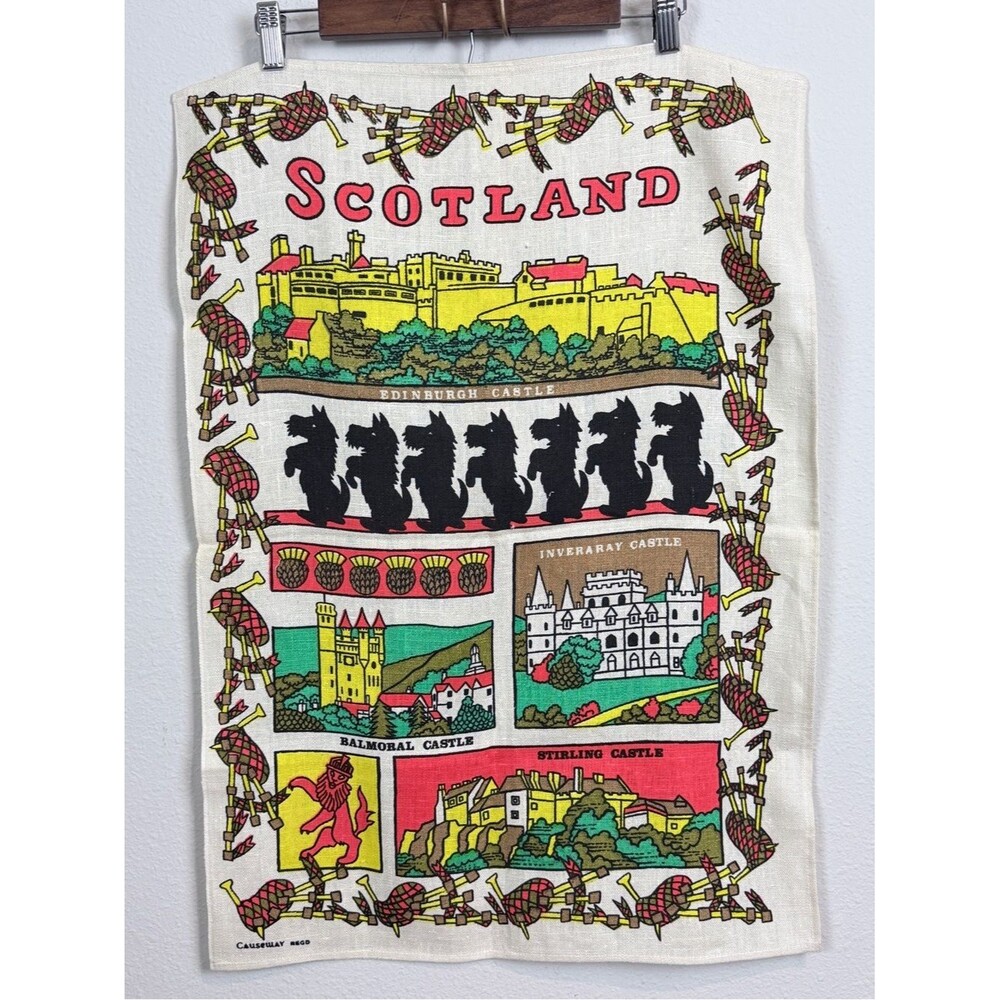 Vintage Linen Scotland Tea Towel Souvenir